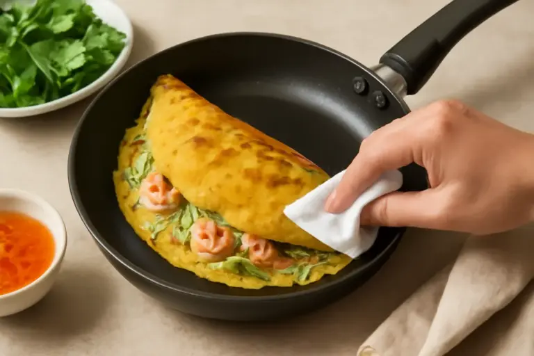 Banh xeo vietnamita: come mantenerlo croccante senza ungere eccessivamente la padella